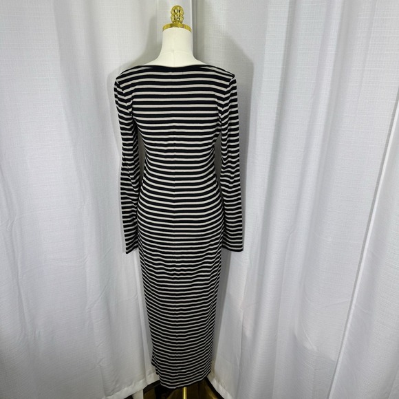 PERUVIAN CONNECTION Andover Long Sleeves Scoop Neck Striped Maxi Dress Medium - Picture 4 of 15